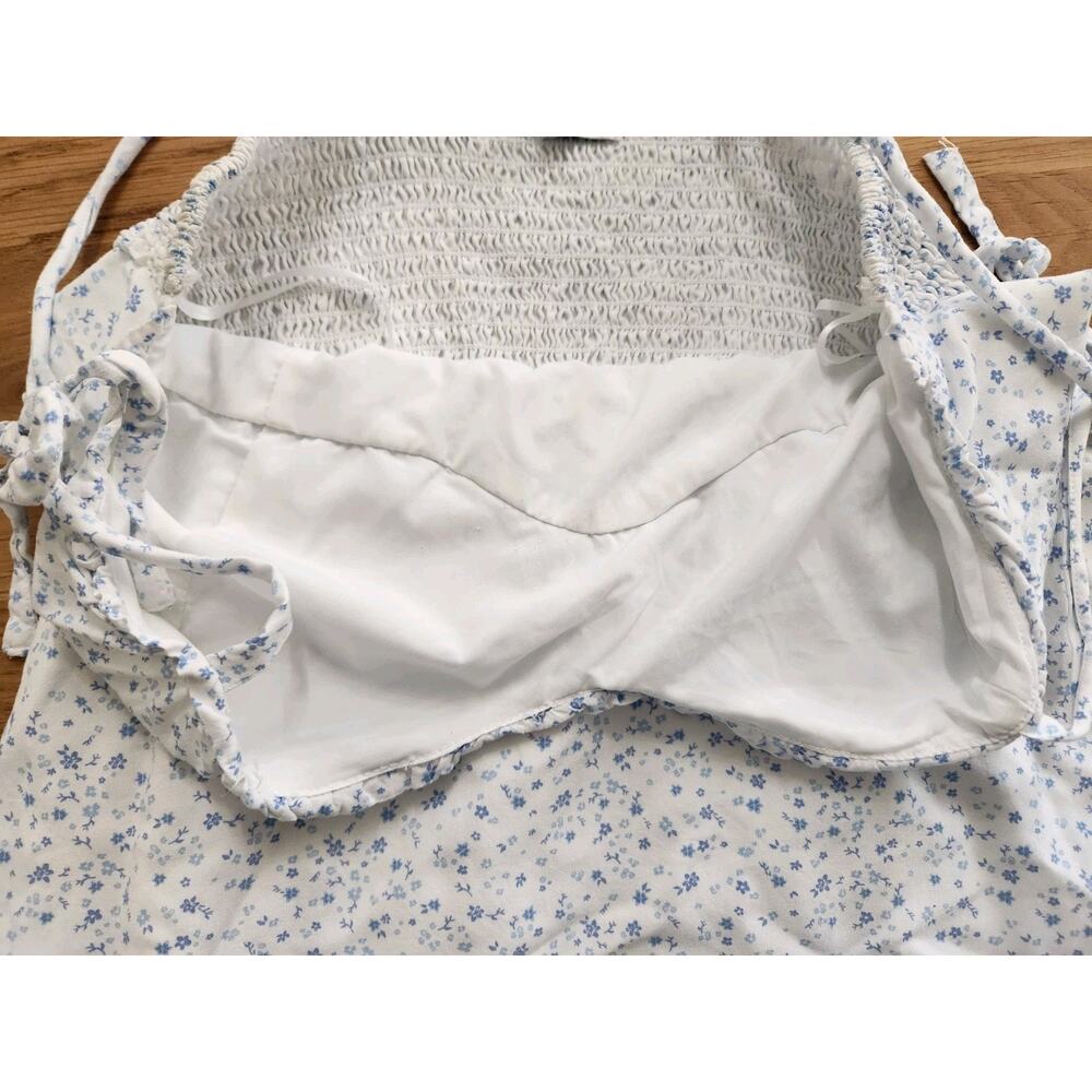 Hollister Blue / White Floral Print Summer Dress Sz XL Sun Cottage Festival - Picture 7 of 8